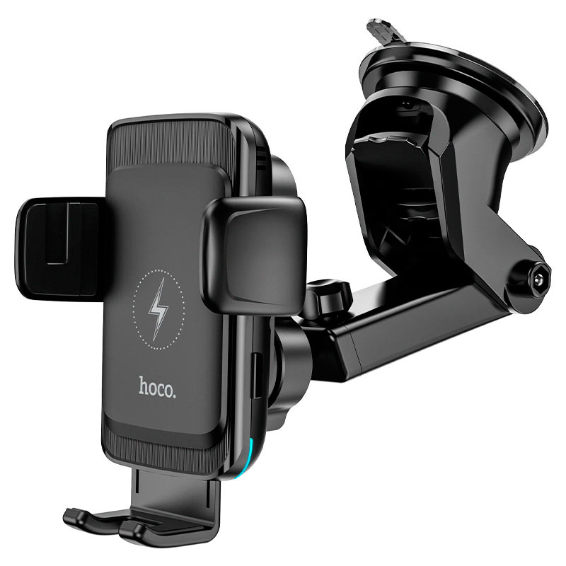 Автомобильный держатель для телефона с беспроводной быстрой зарядкой 15W Hoco S35 Smart Alignment - Черный