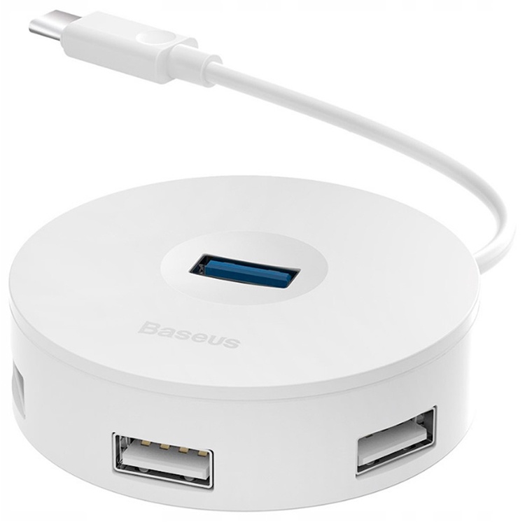 Хаб Baseus Round Box Type-C to 4 USB - Белый (CAHUB-G02)