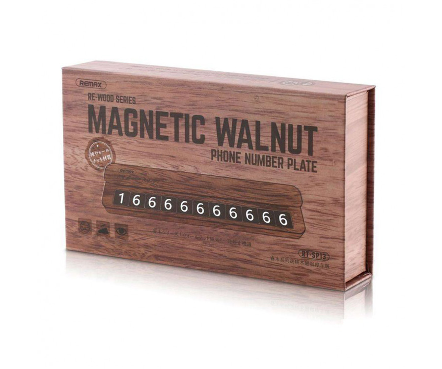 Табличка с номером телефона в машину Remax Re-wood Walnut RT-SP13