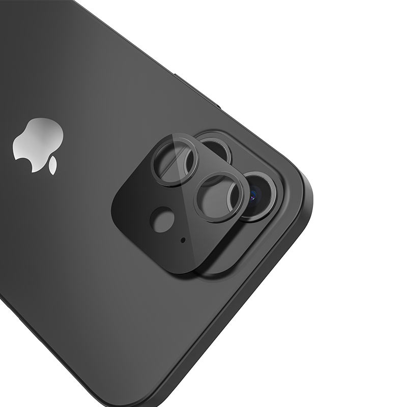 Защитное стекло для камеры iPhone 12 Hoco 3D Metal Frame Flexible A18 - Черное