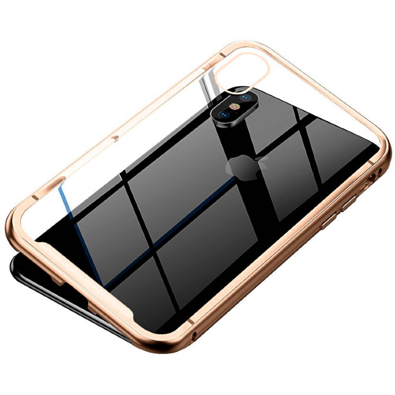 Чехол для iPhone XS с магнитной рамкой Baseus Magnetite Hardware - Золотистый (WIAPIPH58-CS0V)