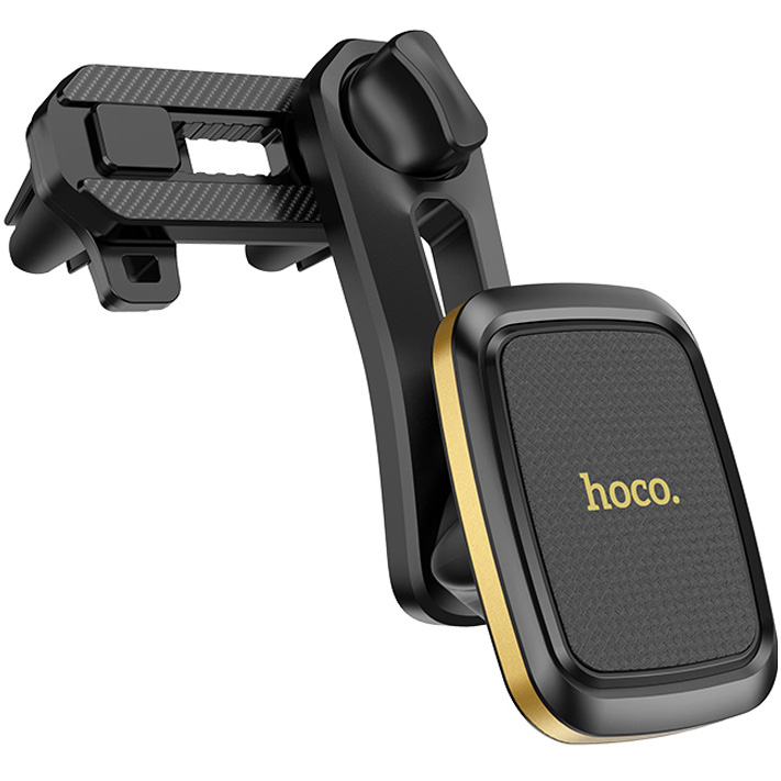 Автомобильный держатель для телефона в дефлектор Hoco CA57 Leader - Черный/Золотистый