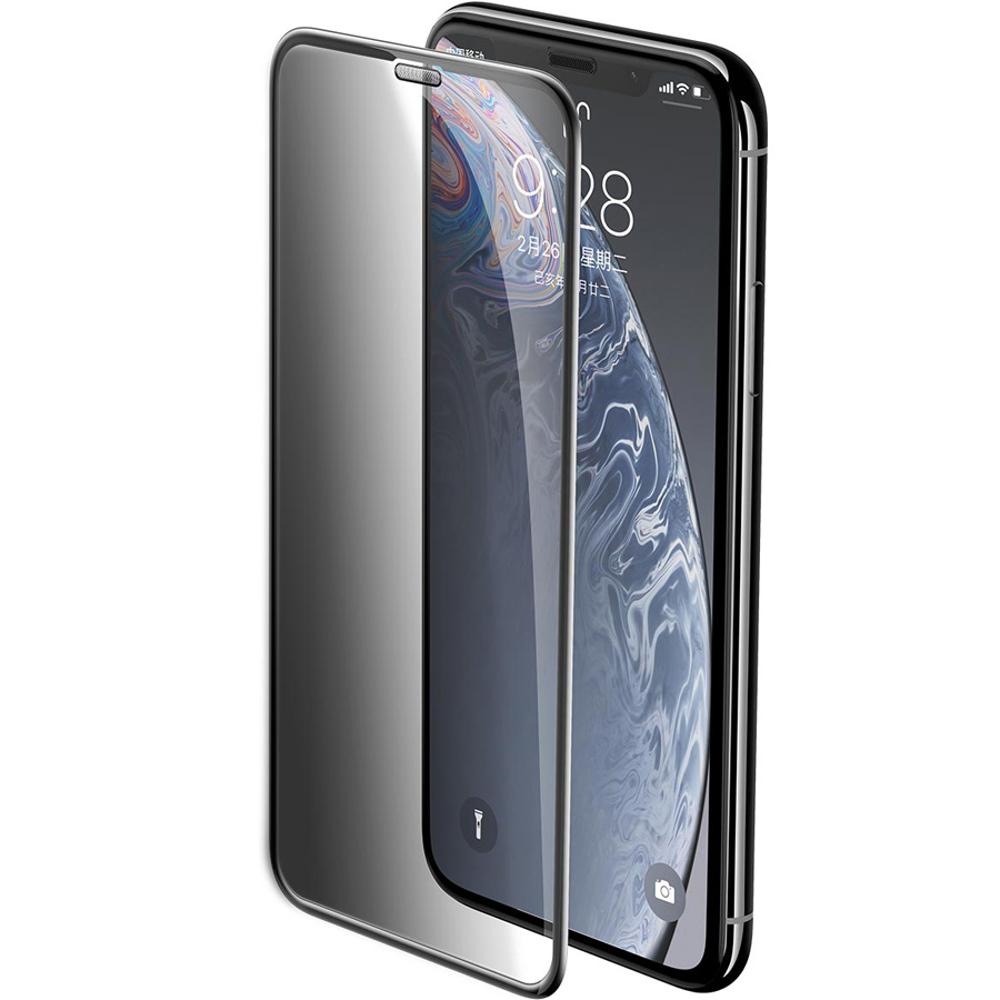 Защитное стекло для iPhone 11/XR антишпион Baseus Full-screen Curved Privacy Cellular Dust Prevention - Черное (SGAPIPH61-WC01)