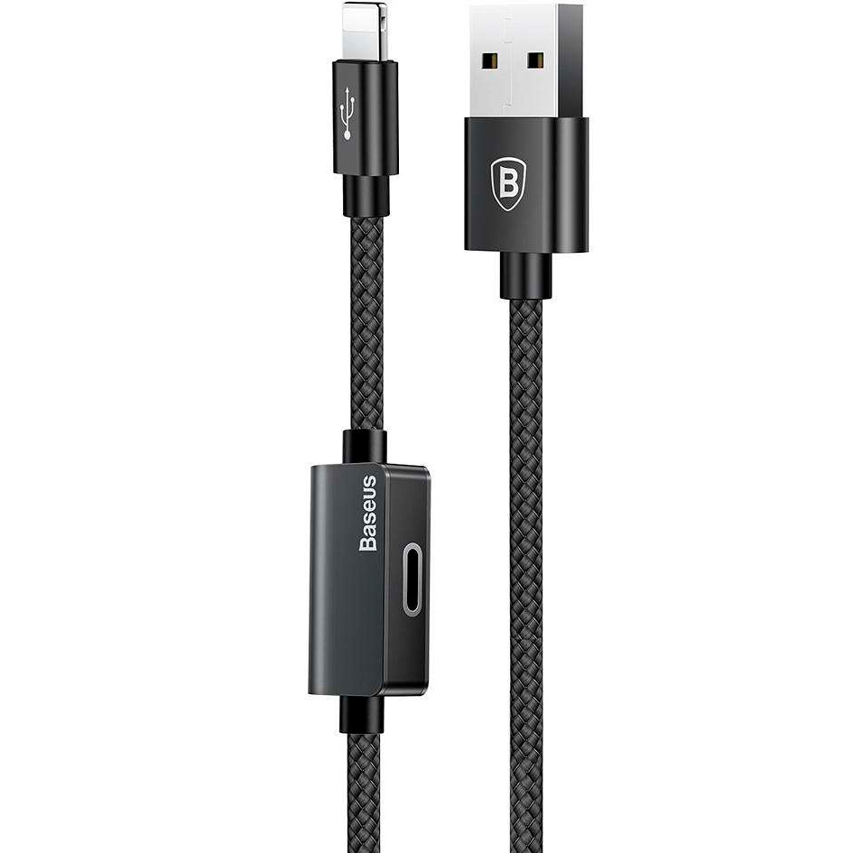 Кабель USB 2.0 A (m) - Lightning (m)+Lightning (f) 1м Baseus Music Series - Черный (CALYU-01)