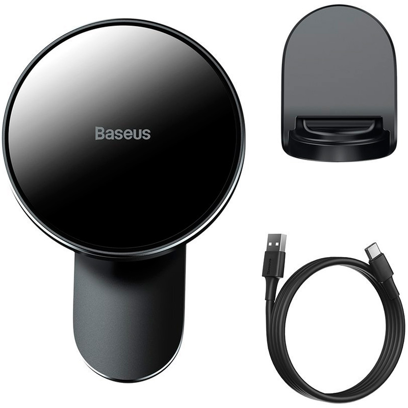 Автомобильный держатель для телефона MagSafe на торпеду и в дефлектор с беспроводной быстрой зарядкой 15W Baseus Big Energy - Черный (WXJN-01)