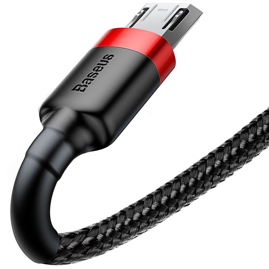 Кабель USB 2.0 A (m) - micro USB 2.0 B (m) 2м Baseus Cafule Cable - Черный/Красный (CAMKLF-C91)