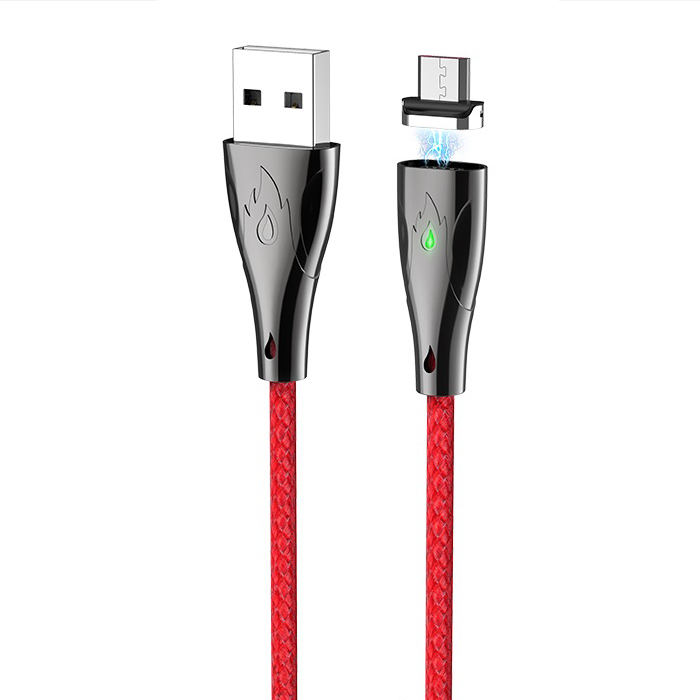 Магнитный кабель USB 2.0 A (m) - micro USB 2.0 B (m) 1.2м Hoco U75 Blaze - Красный