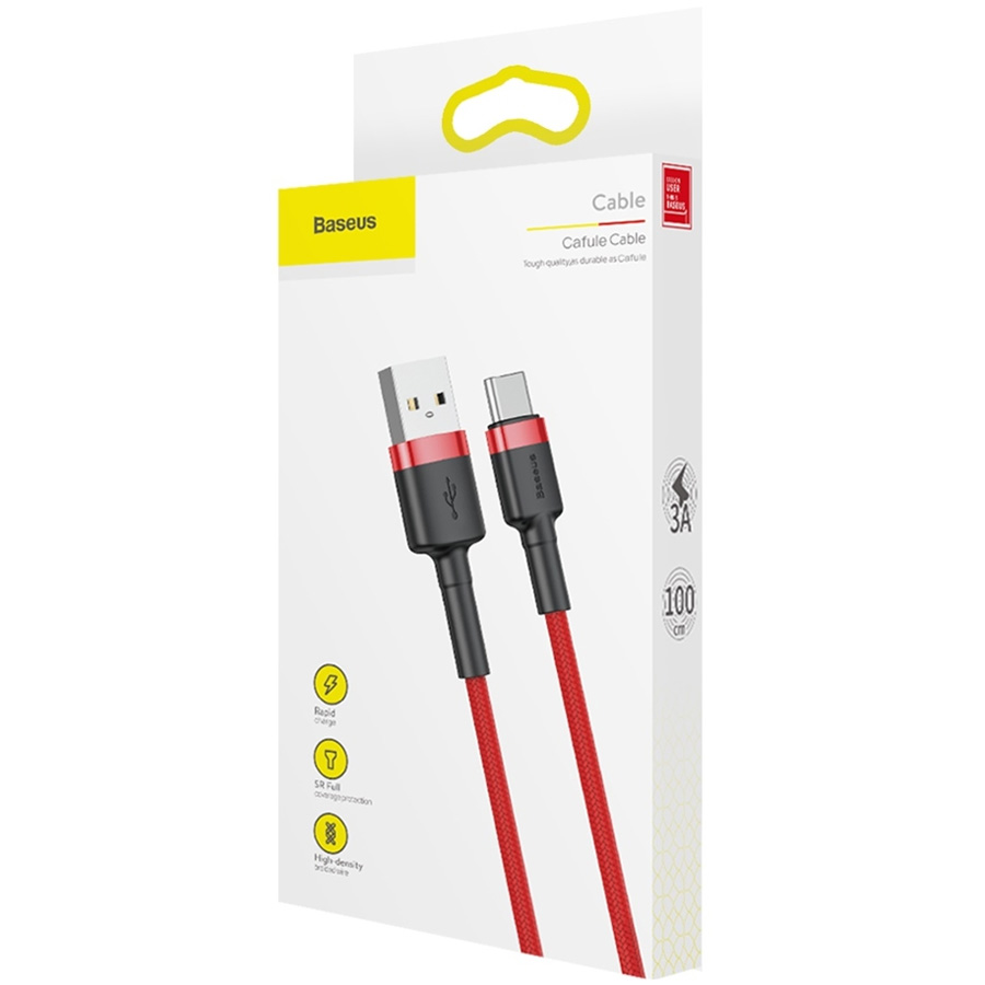 Кабель USB 2.0 A (m) - USB Type-C (m) 1м Baseus Cafule Series - Красный (CATKLF-B09)