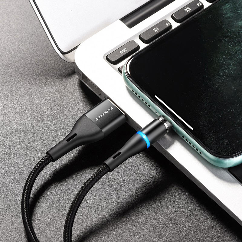 Магнитный кабель USB 2.0 A (m) - Lightning (m) 1.2м Borofone BU16 Skill - Черный