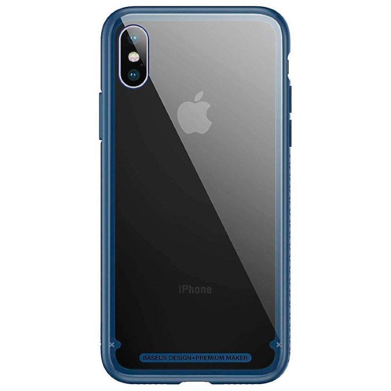Чехол для iPhone X с прозрачной задней панелью Baseus See-through Glass - Синий (WIAPIPHX-YS03)