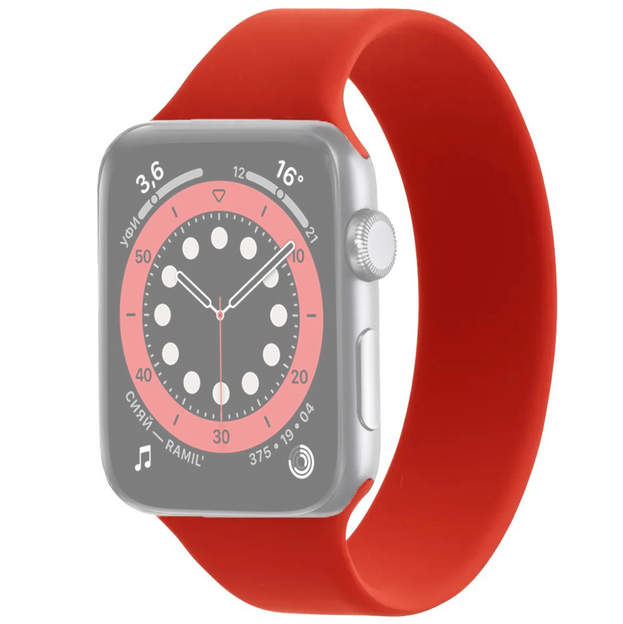 Ремешок для Apple Watch 1-6/SE 42/44 мм силиконовый эластичный InnoZone 155мм - Красный (APWTSI-L42-07)