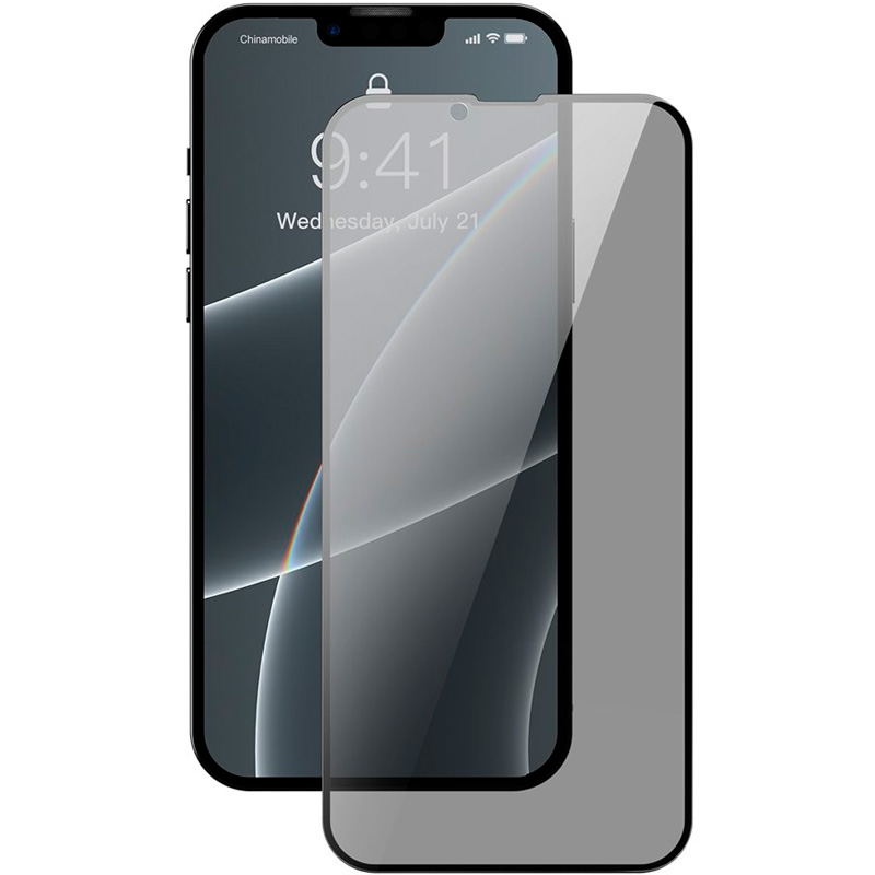 Комплект защитных стекол для iPhone 13 Pro Max антишпион 0.3мм Baseus Full-screen And Full-glass - Черный (SGQP010801)