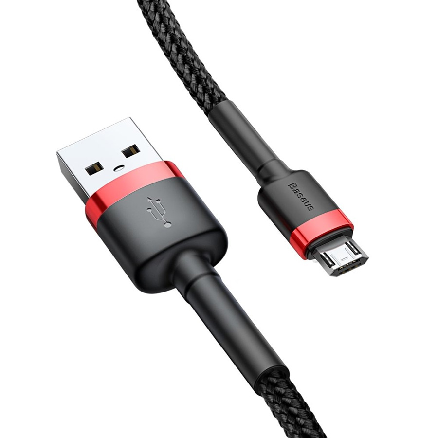 Кабель USB 2.0 A (m) - micro USB 2.0 B (m) 2м Baseus Cafule Cable - Черный/Красный (CAMKLF-C91)