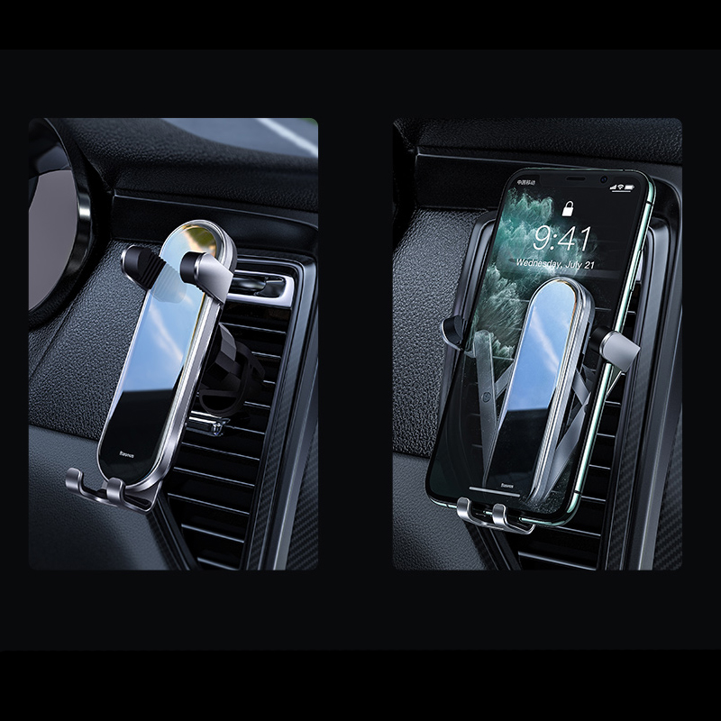 Автомобильный держатель для телефона в дефлектор Baseus Penguin Gravity - Серебристый (SUYL-QE0S)