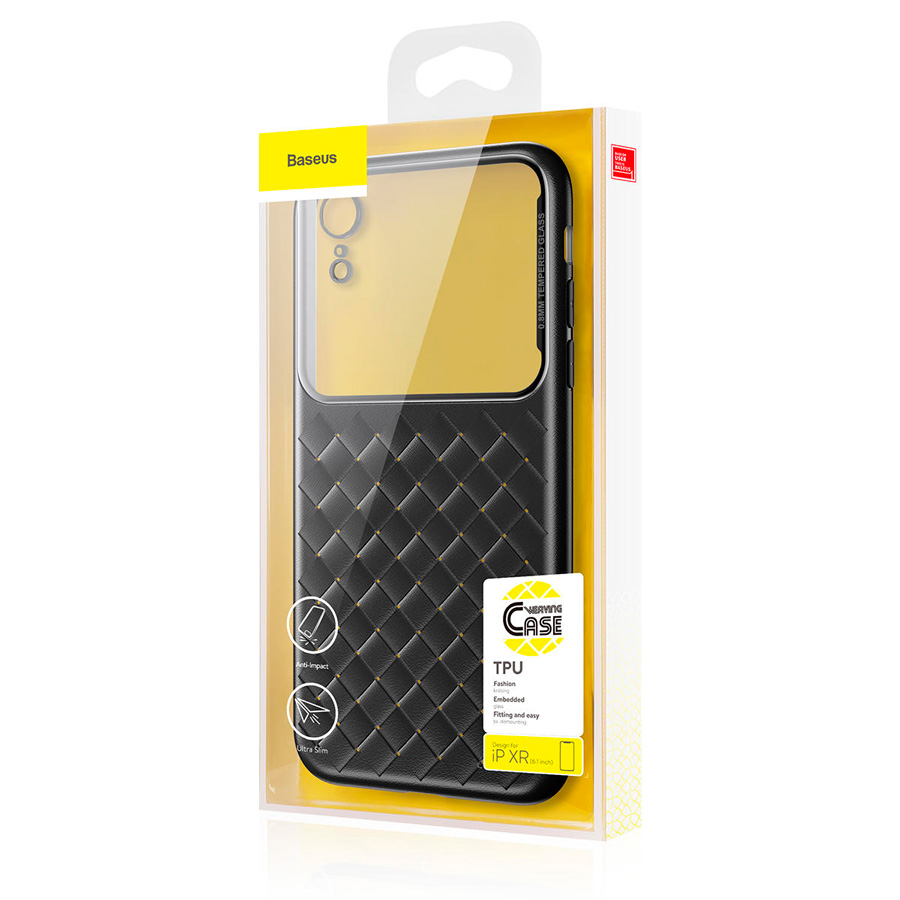 Чехол для iPhone XR Baseus Glass & Weaving - Черный (WIAPIPH61-BL01)