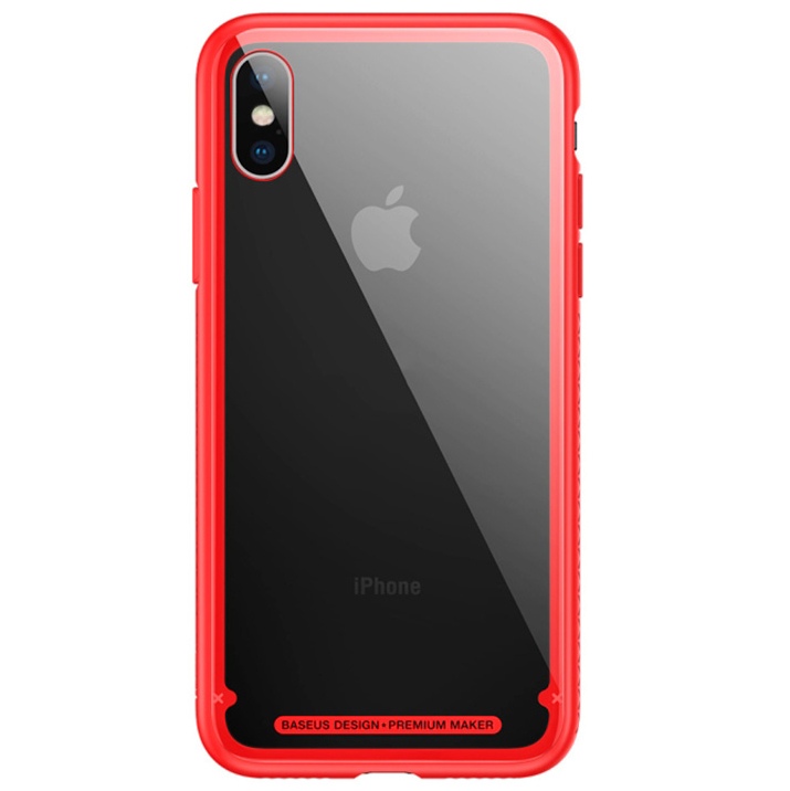 Чехол для iPhone X с прозрачной задней панелью Baseus See-through Glass - Красный (WIAPIPHX-YS09)