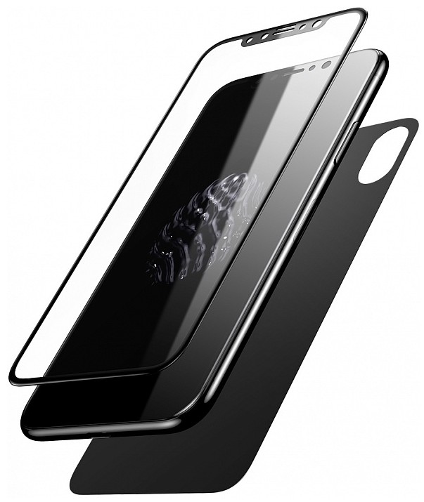 Комплект защитных стекол для iPhone X/XS Baseus Glass Film Set - Черный (SGAPIPHX-TZ01)