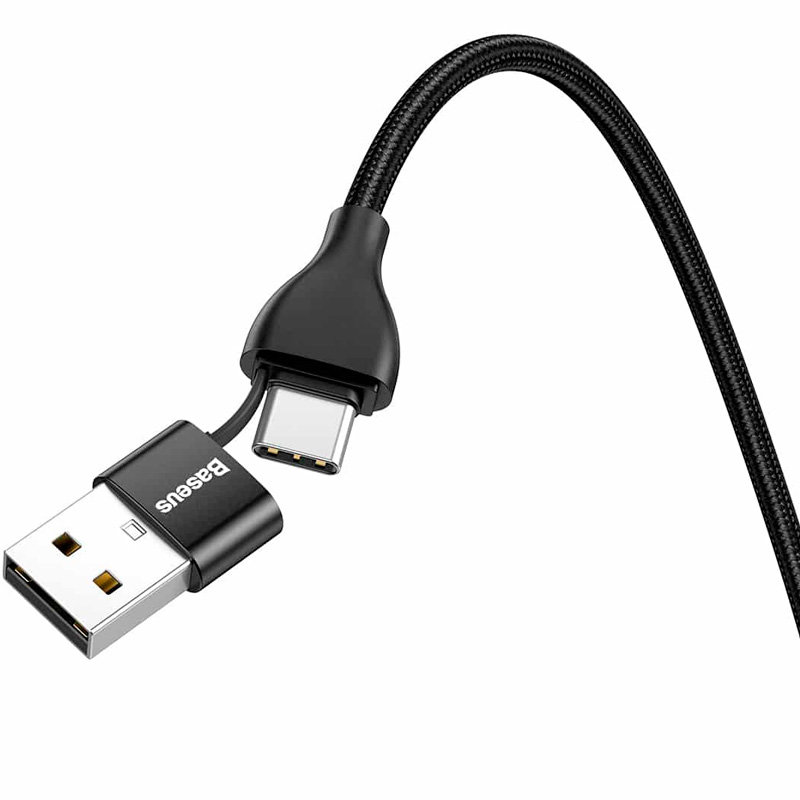 Кабель USB 2.0 A (m) - Lightning (m)+USB Type-C (m) 1м Baseus Dual Output - Черный (CATLYW-G01)