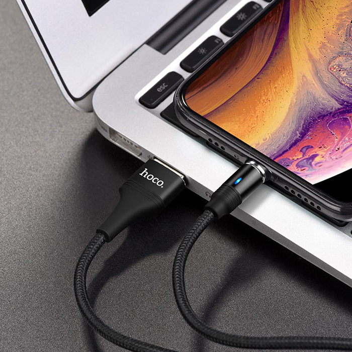 Магнитный кабель USB 2.0 A (m) - Lightning (m) 1.2м Hoco U76 Fresh - Черный