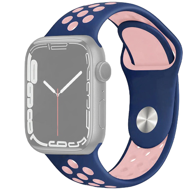 Ремешок для Apple Watch 1-6/SE 38/40/41 мм силиконовый InnoZone Vent - Синий/Розовый (APWTSIH38-09)