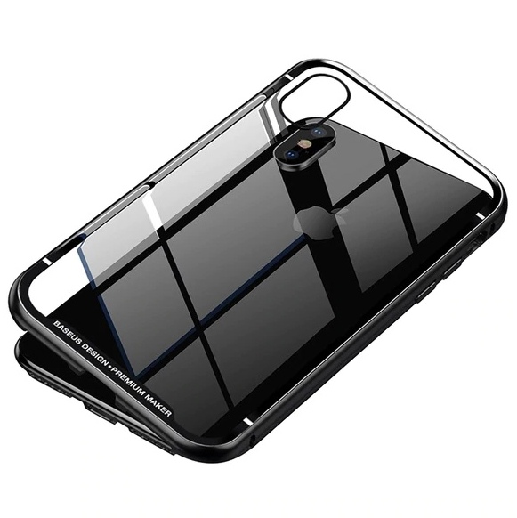 Чехол для iPhone X с магнитной рамкой Baseus Magnetite Hardware - Черный (WIAPIPHX-CS01)