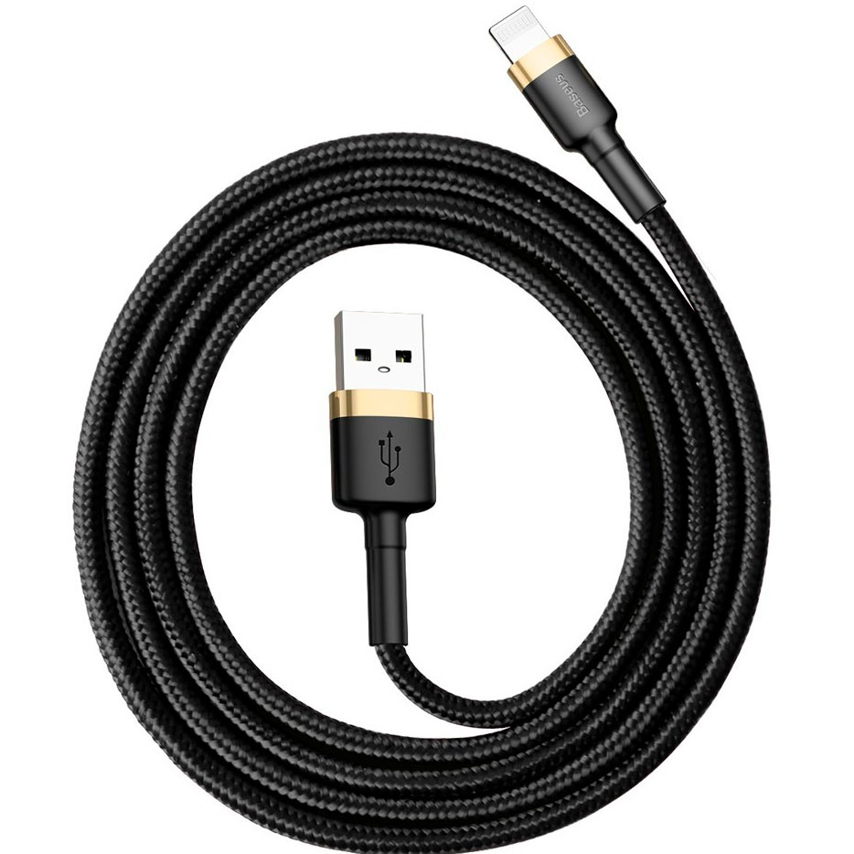 Кабель USB 2.0 A (m) - Lightning (m) 1м Baseus Cafule Cable - Черный/Золотистый (CALKLF-BV1)