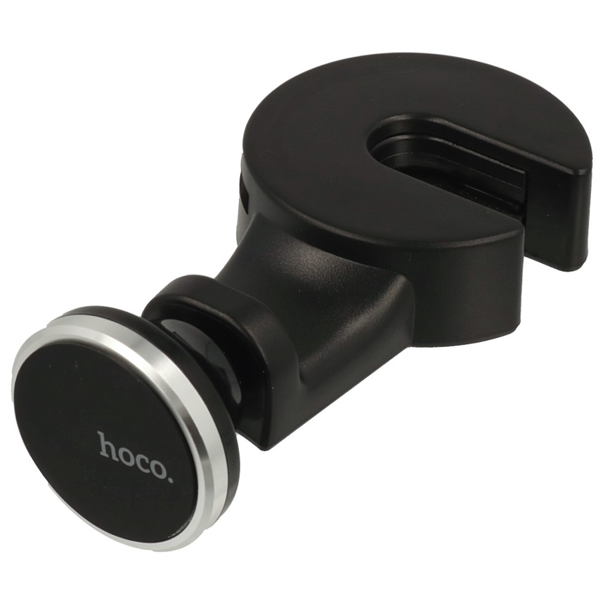 Автомобильный держатель для мобильных устройств на подголовник магнитный Hoco CA18 - Черный/Серебристый