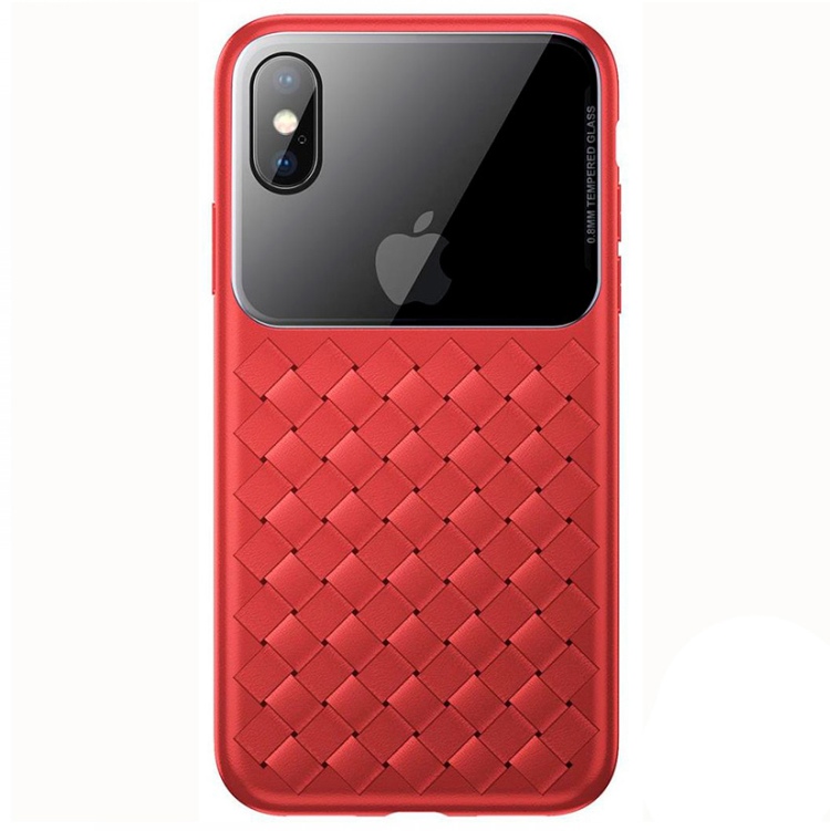 Чехол для iPhone X/XS Baseus Glass & Weaving - Красный (WIAPIPH58-BL09)