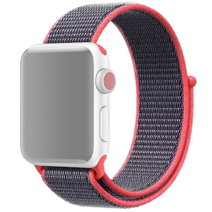 Ремешок для Apple Watch 42/44/45/49 мм нейлоновый InnoZone - Электро-розовый (APWTNY42-16)