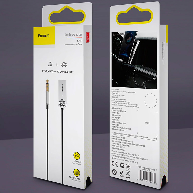 Проигрыватель Bluetooth AUX Baseus Audio Adapter BA01 - Черный (CABA01-01)