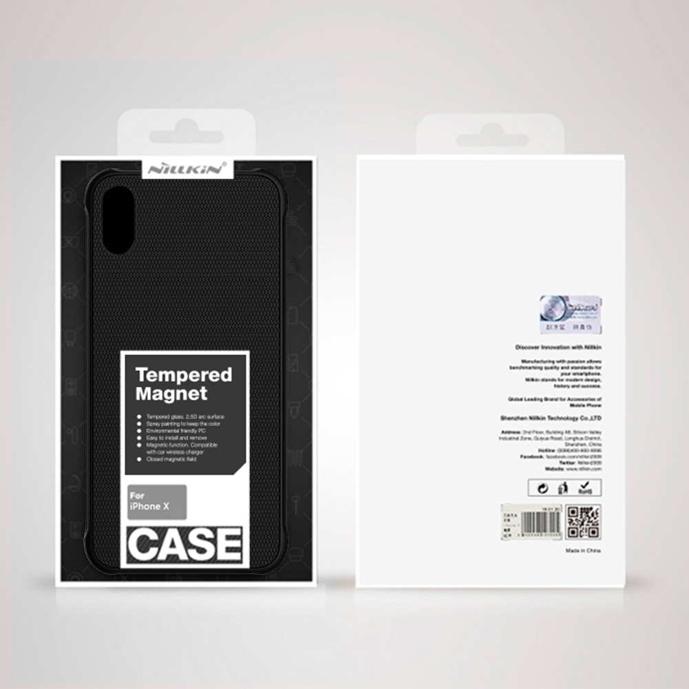 Чехол для iPhone X под магнитный держатель Nillkin Tempered Magnet Case - Черный