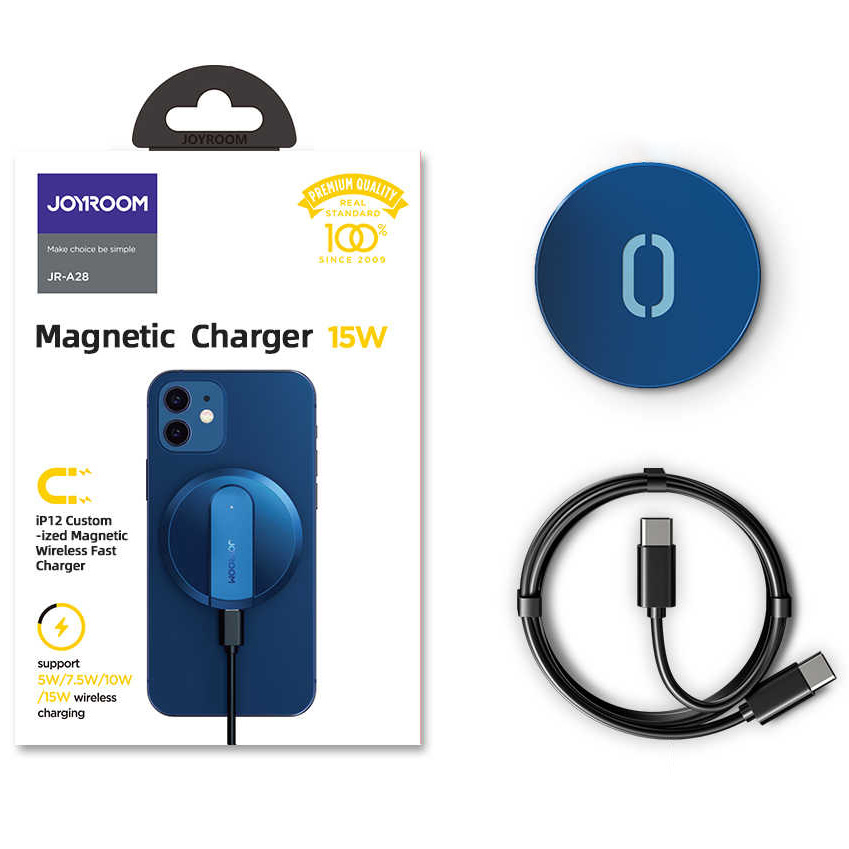 Беспроводная зарядка для телефона быстрая 15W Joyroom JR-A28 MagSafe - Синяя