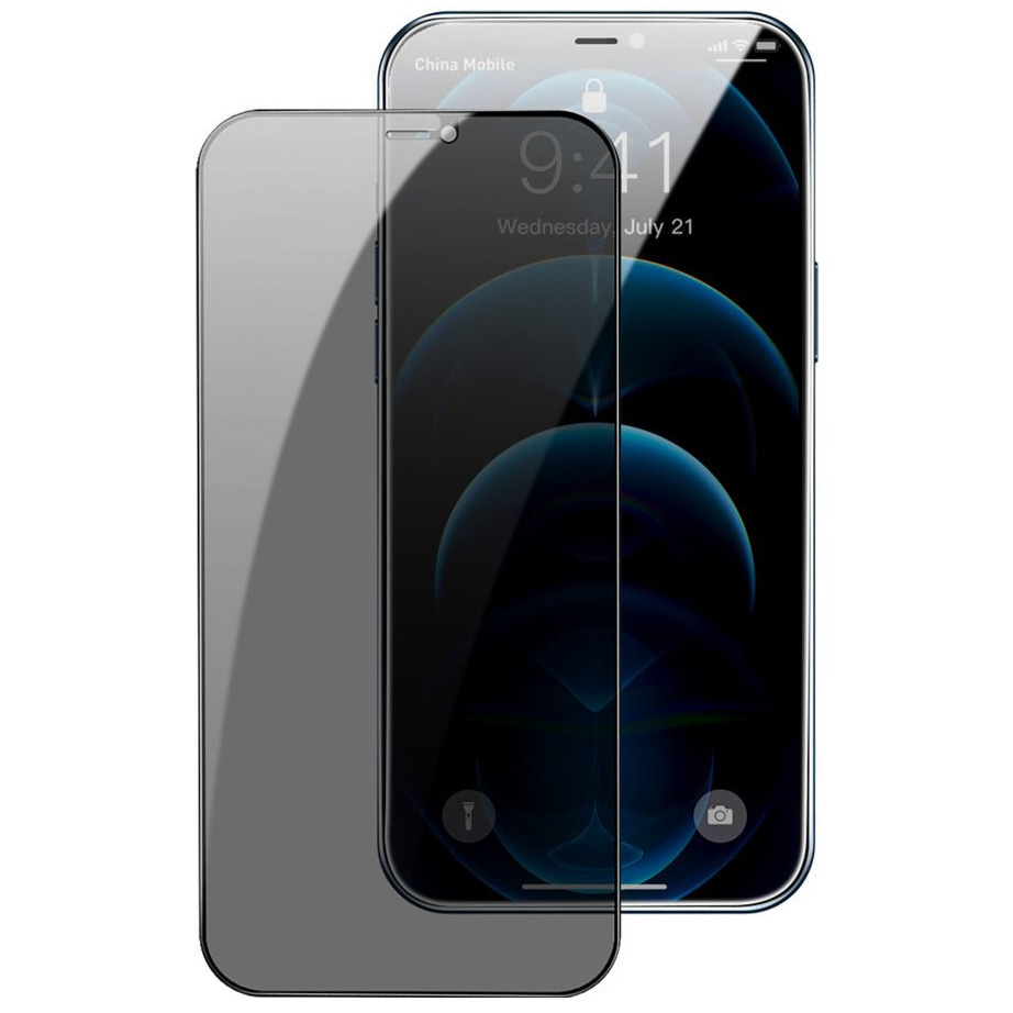 Комплект защитных стекол для iPhone 12 mini антишпион 0.3мм Baseus Full-glass (SGAPIPH54N-KR01)