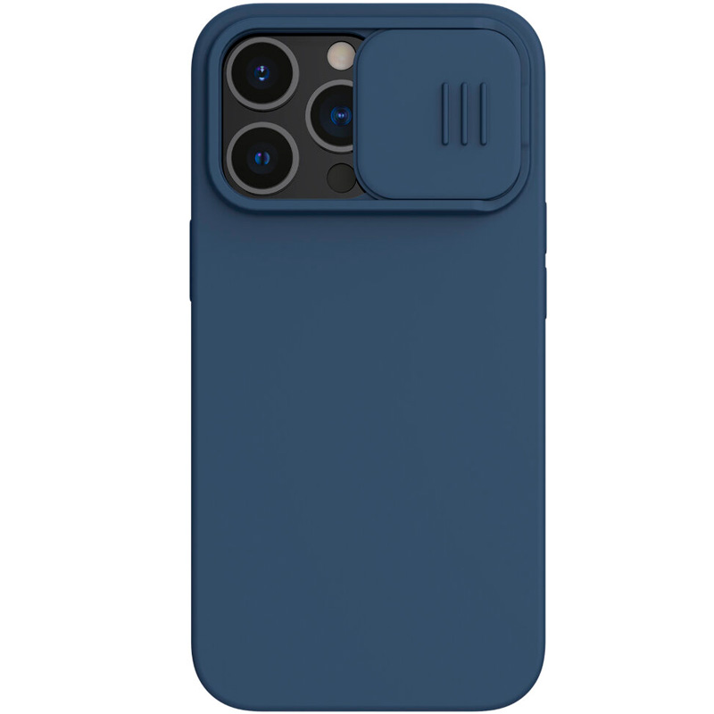 Чехол для iPhone 13 Pro с защитой камеры Nillkin CamShield Silky Magnetic Silicone Case - Midnight Blue