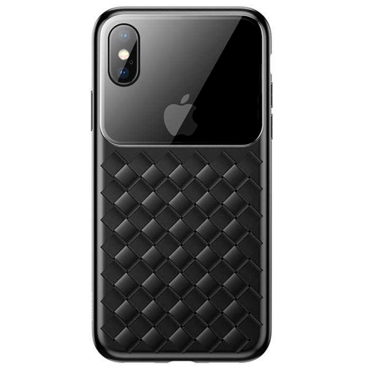 Чехол для iPhone X/XS Baseus Glass & Weaving - Черный (WIAPIPH58-BL01)