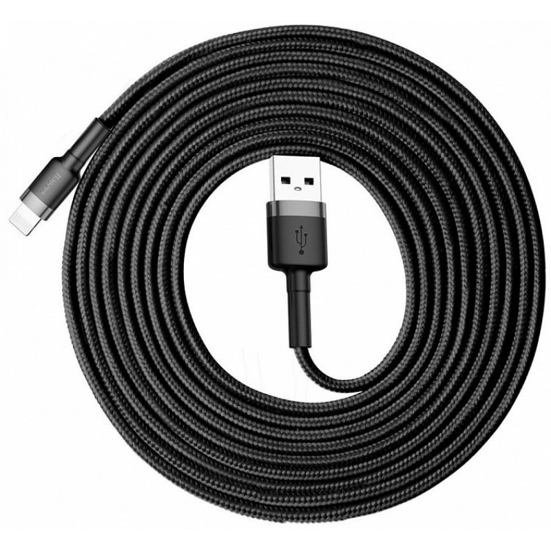 Кабель USB 2.0 A (m) - Lightning (m) 3м Baseus Cafule Cable 2A - Черный/Серый (CALKLF-RG1)