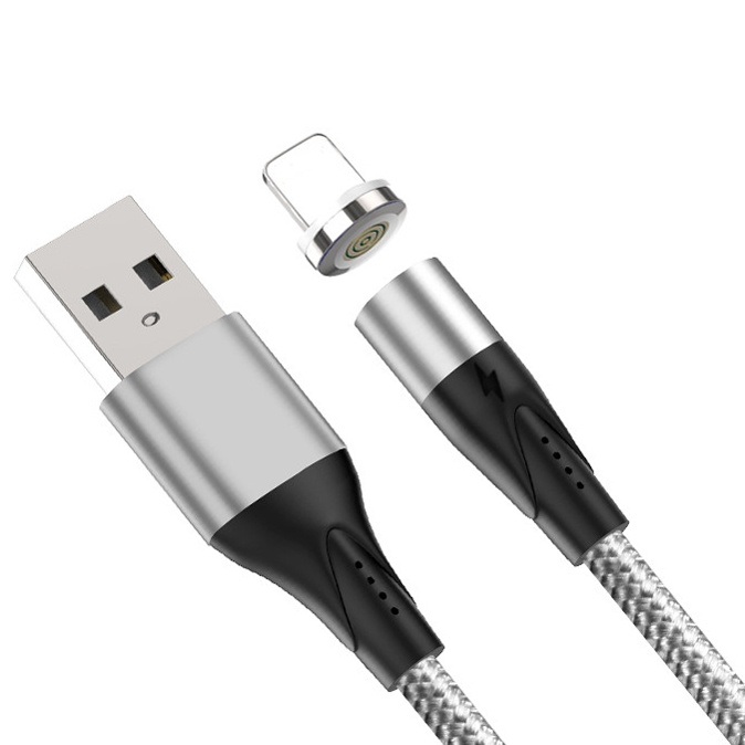 Магнитный кабель USB 2.0 A (m) - Lightning (m) 1м Mantis A01 - Серебристый