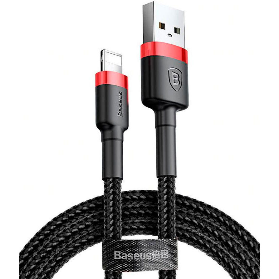 Кабель USB 2.0 A (m) - Lightning (m) 1м Baseus Cafule Cable - Черный/Красный (CALKLF-B19)