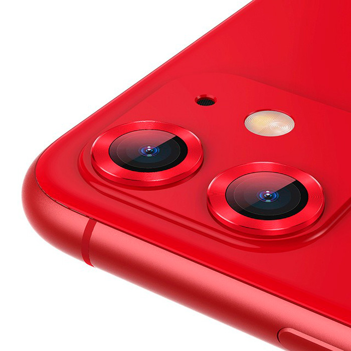 Защитное стекло для камеры iPhone 11 Baseus Alloy Protection Ring - Красное (SGAPIPH61S-AJT09)