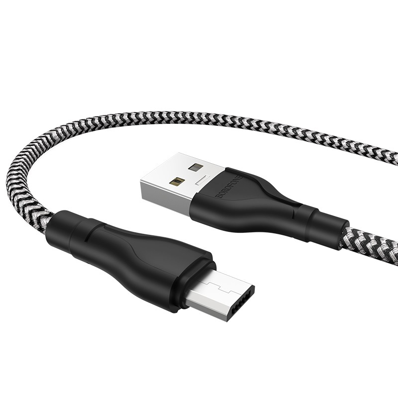 Кабель USB 2.0 A (m) - micro USB 2.0 B (m) 1м Borofone BX39 Beneficial - Черный/Белый
