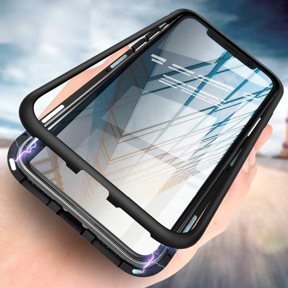 Чехол для iPhone XR с магнитной рамкой InnoZone Full Protection - Черный