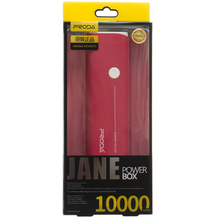 Внешний аккумулятор 10000мАч Remax Proda Jane V6 - Красный