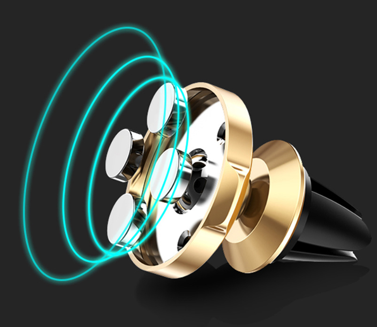 Автомобильный держатель для телефона в дефлектор магнитный Baseus Small Ears Series - Золотистый (SUER-A0V)