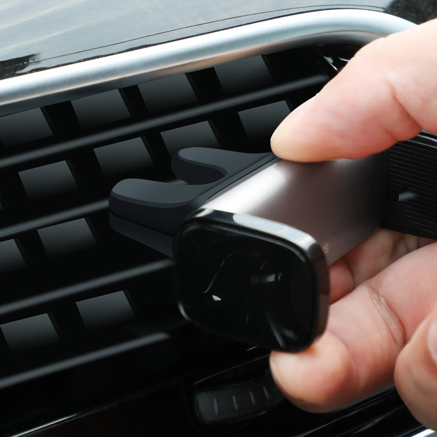 Автомобильный держатель для телефона в дефлектор Baseus Steel Cannon Air Outlet - Серебристый (SUGP-0S)