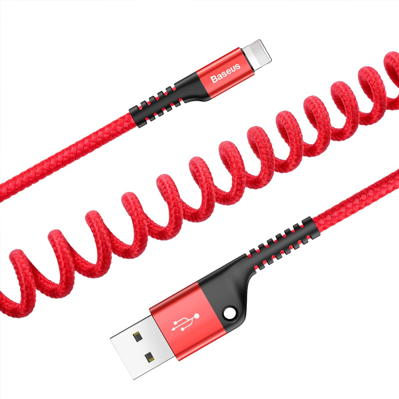 Кабель USB 2.0 A (m) - Lightning (m) 1м Baseus Fish Eye Spring - Красный (CALSR-09)