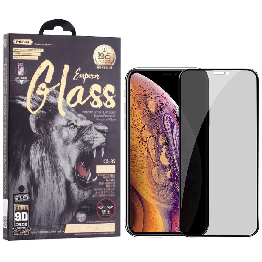 Защитное стекло для iPhone 11 Pro Max/XS Max антишпион Remax Emperor Series 9D GL-35 - Черное
