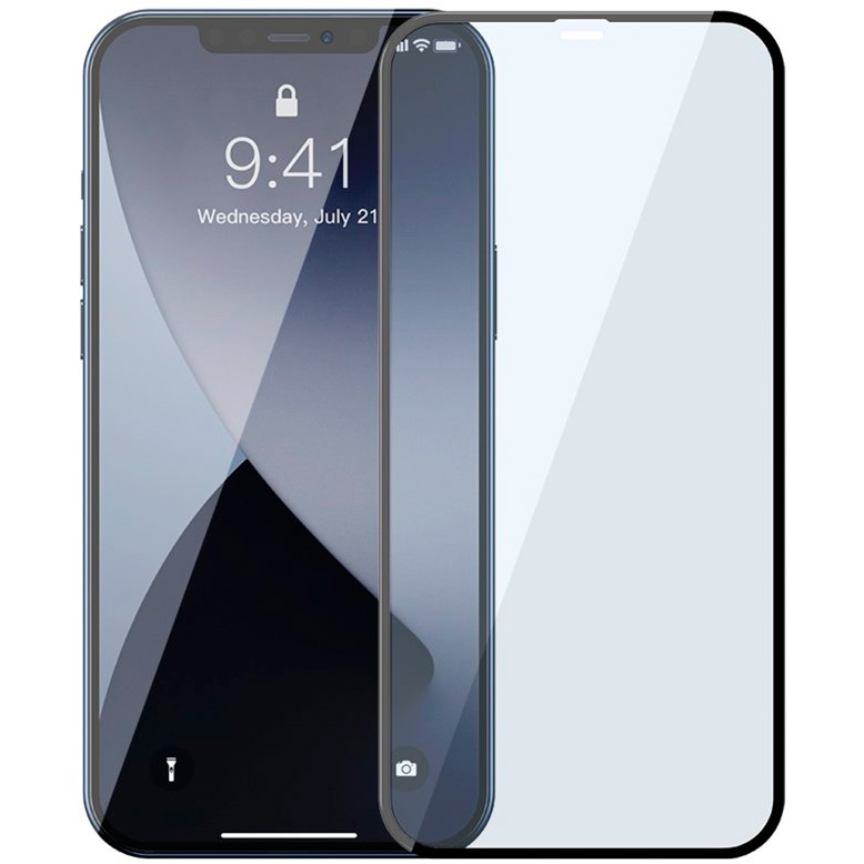 Комплект защитных стекол для iPhone 12/12 Pro 0.3мм Baseus All-screen Arc-surface Anti-bluelight - Черный (SGAPIPH61P-KB01)