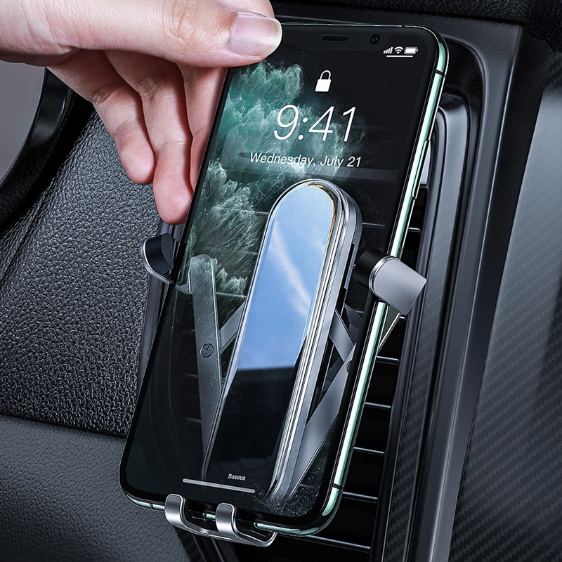 Автомобильный держатель для телефона в дефлектор Baseus Penguin Gravity - Серебристый (SUYL-QE0S)
