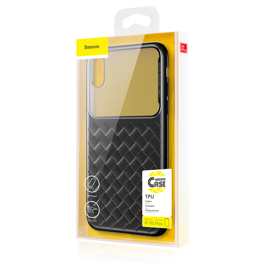 Чехол для iPhone XS Max Baseus Glass & Weaving - Черный (WIAPIPH65-BL01)
