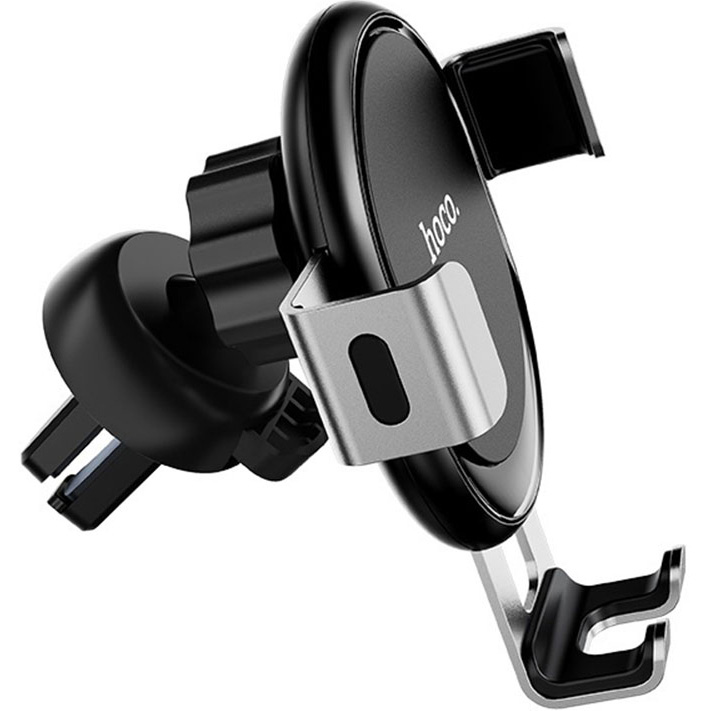 Автомобильный держатель для телефона в дефлектор Hoco CA56 Metal Armour - Черный/Серебристый